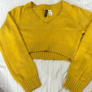 cropped yellow sweater